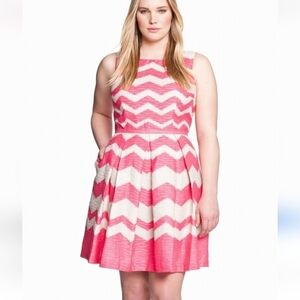 Taylor Pleated Chevron Jacquard Dress Size 14